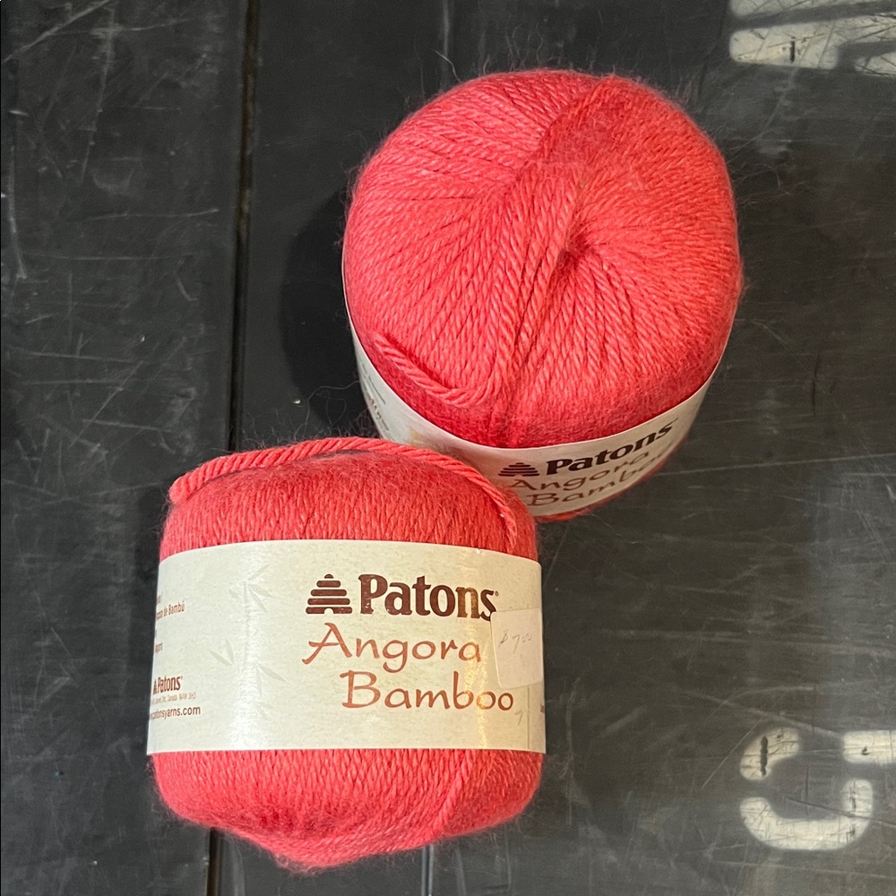 2 Skeins - Patons Angora Bamboo Yarn - “Scarlet”
